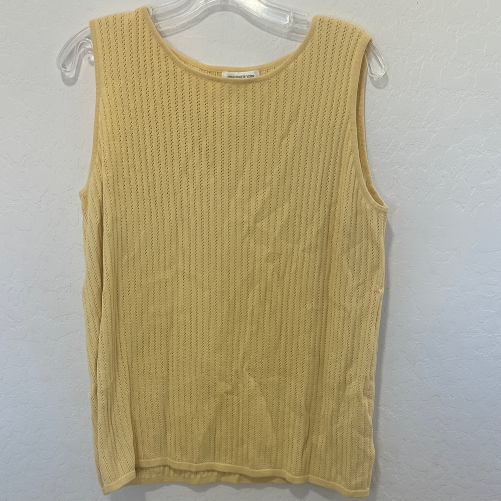 Casual mono Light Yellow Tank Top plus size 1X Womens 100%‎ cotton scoop neck